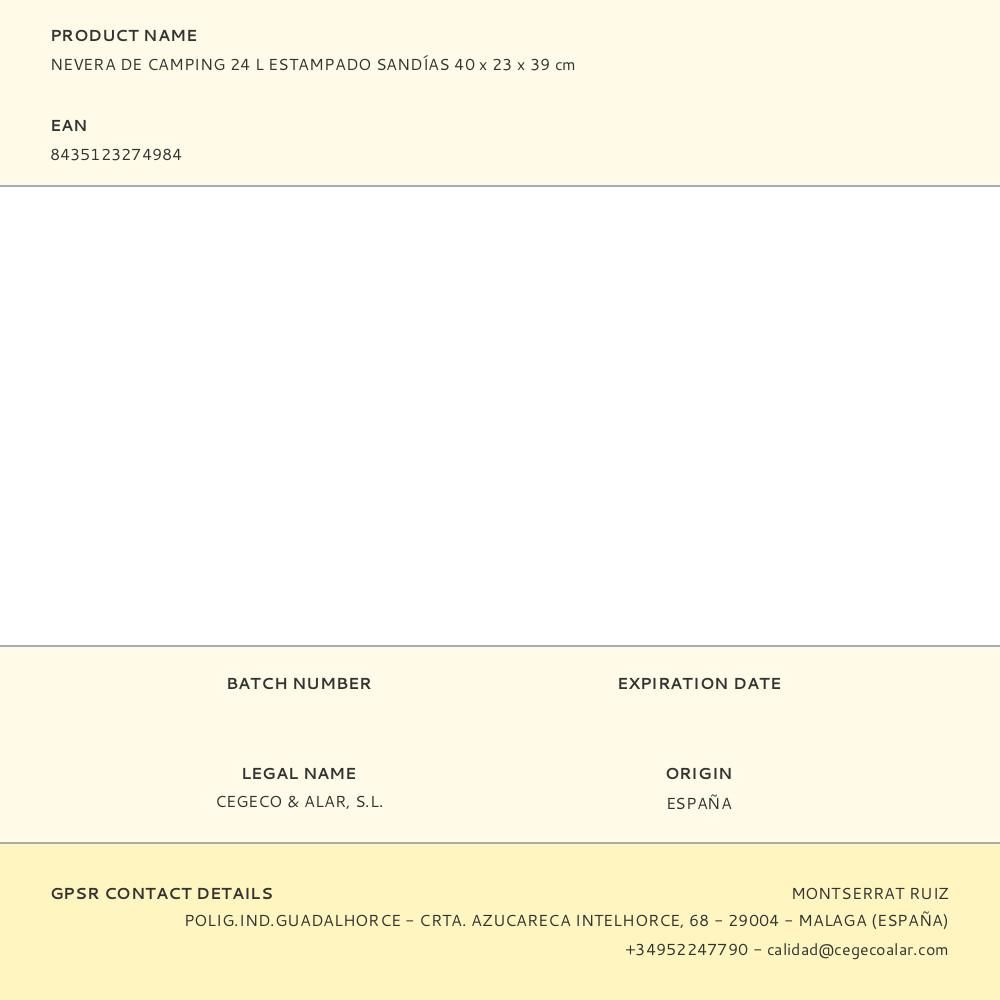 NEVERA DE CAMPING 24 l ESTAMPADO SANDÍAS 40 x 23 x 39 cm gallery 0