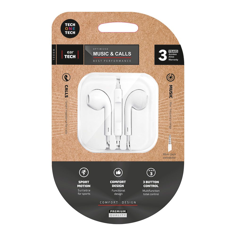 AURICULARES EARTECH CONECTOR MINI-JACK BLANCOS