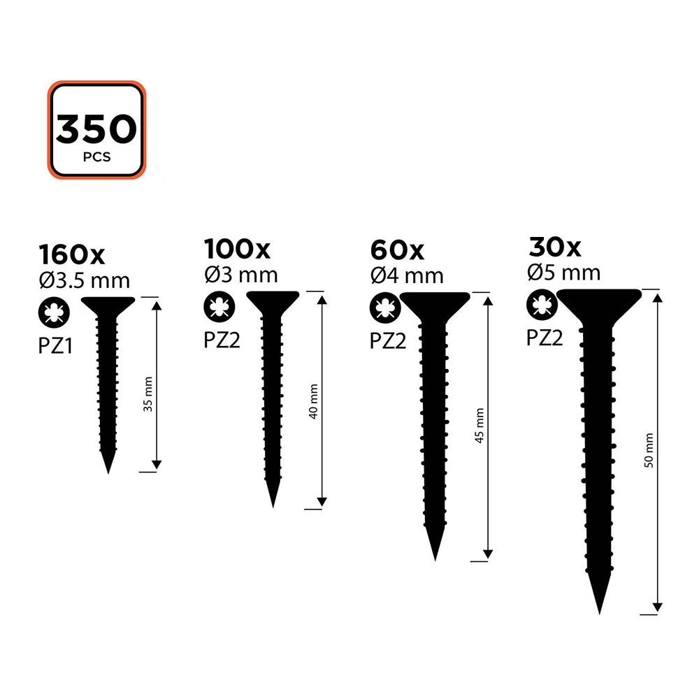 SURTIDO DE TORNILLOS PARA MADERA SS BLACK+DECKER gallery 1