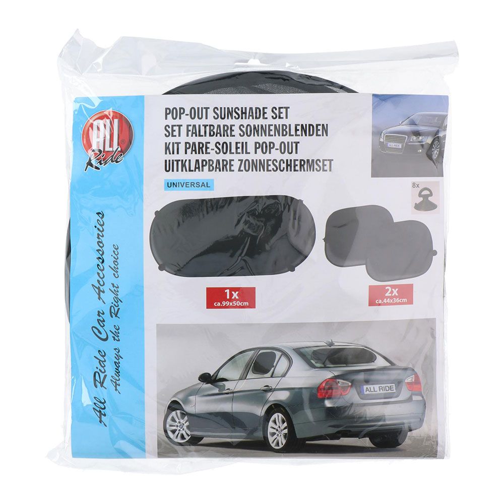 PACK PARASOL POP-OUT DE COCHE, COLOR NEGRO. ALL RIDE