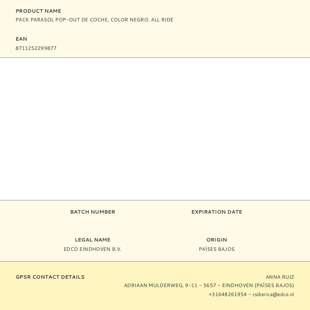 PACK PARASOL POP-OUT DE COCHE, COLOR NEGRO. ALL RIDE gallery 0