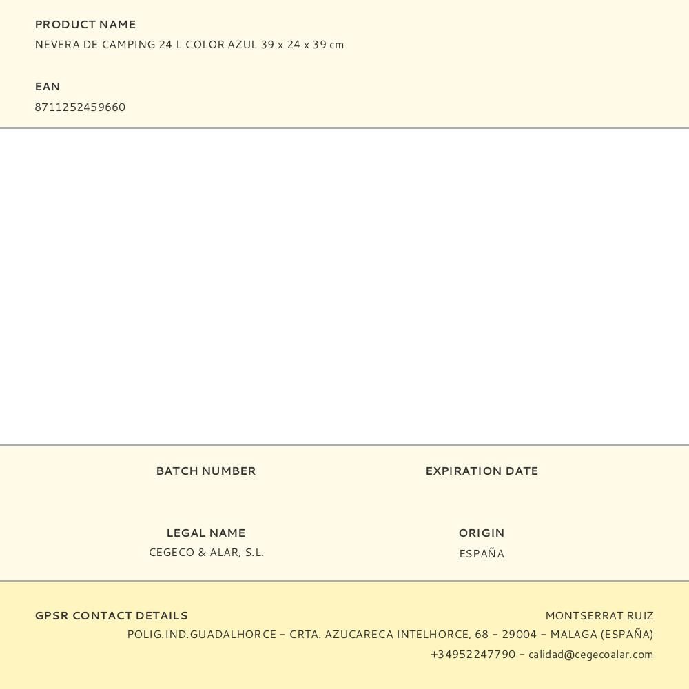 NEVERA DE CAMPING 24 l COLOR AZUL 39 x 24 x 39 cm gallery 0