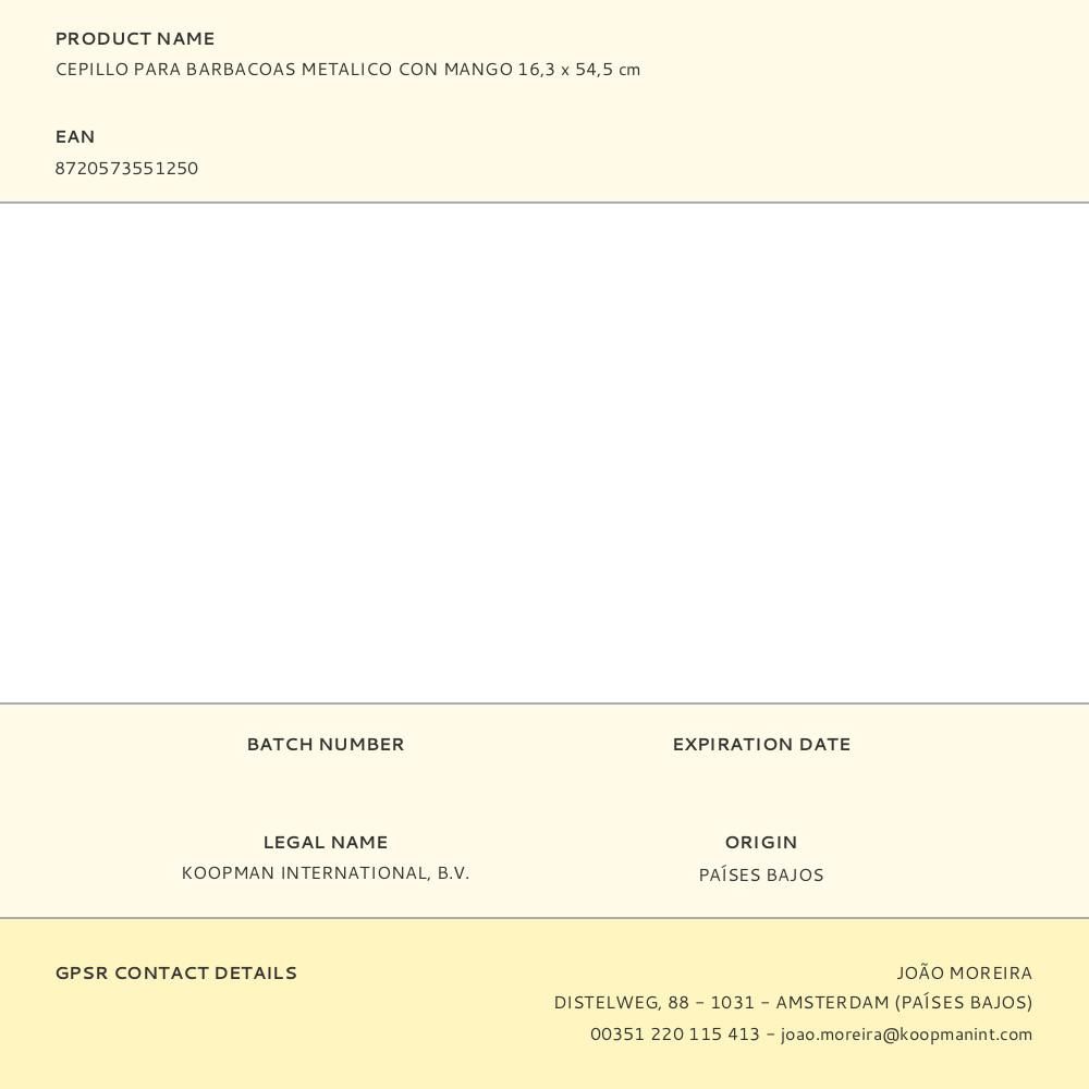 CEPILLO PARA BARBACOAS METALICO CON MANGO 16,3 x 54,5 cm gallery 0