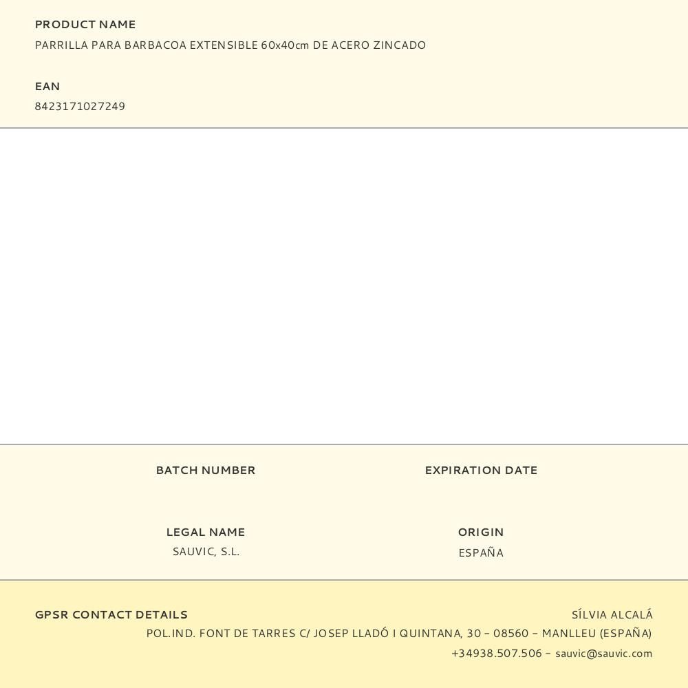 PARRILLA PARA BARBACOA EXTENSIBLE 60x40cm DE ACERO ZINCADO gallery 0