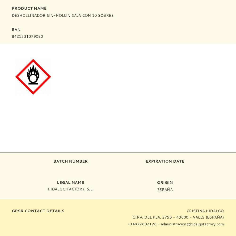 DESHOLLINADOR SIN-HOLLIN CAJA CON 10 SOBRES gallery 1