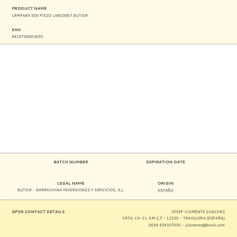 LÁMPARA 500 PIEZO LABC0007 BUTSIR gallery 1