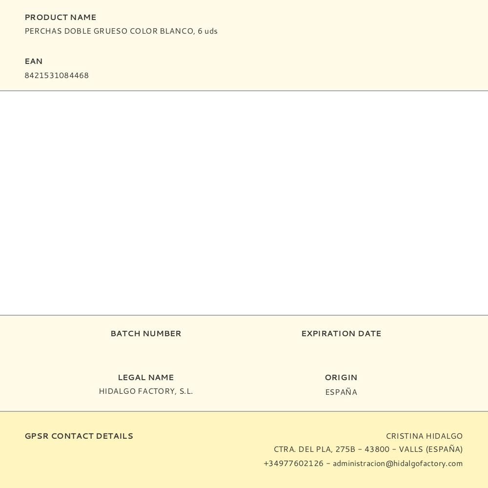 PERCHAS DOBLE GRUESO COLOR BLANCO, 6 uds gallery 0