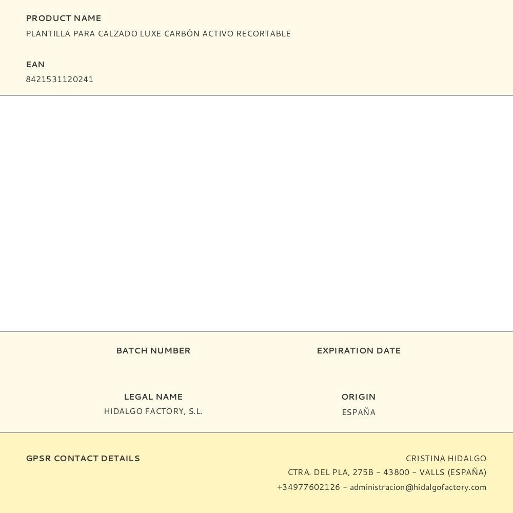 PLANTILLA PARA CALZADO LUXE CARBÓN ACTIVO RECORTABLE gallery 1