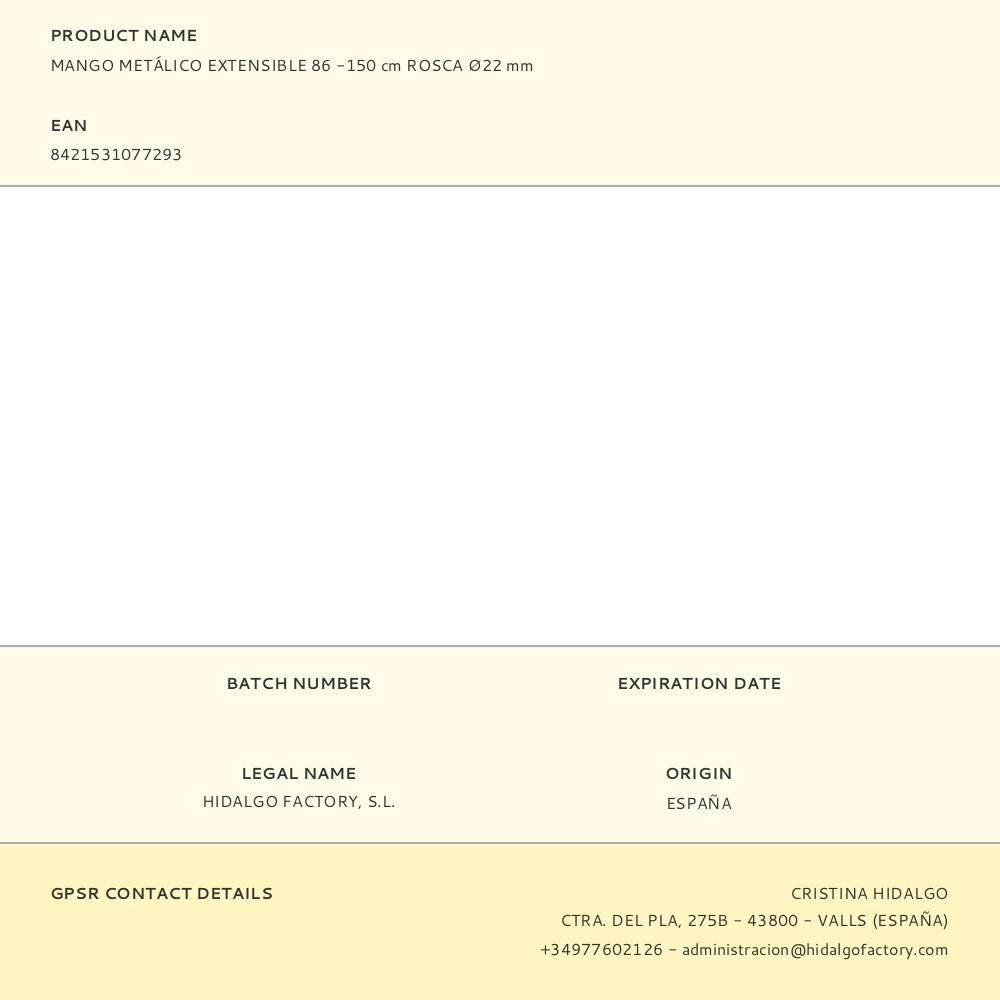 MANGO METÁLICO EXTENSIBLE 86 -150 cm ROSCA Ø22 mm gallery 0