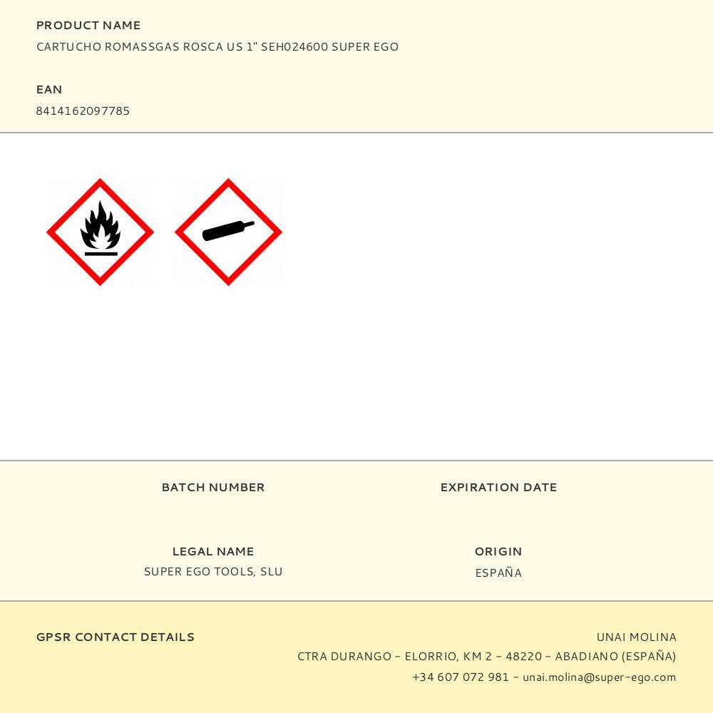CARTUCHO ROMASSGAS ROSCA US 1" SEH024600 SUPER EGO gallery 0