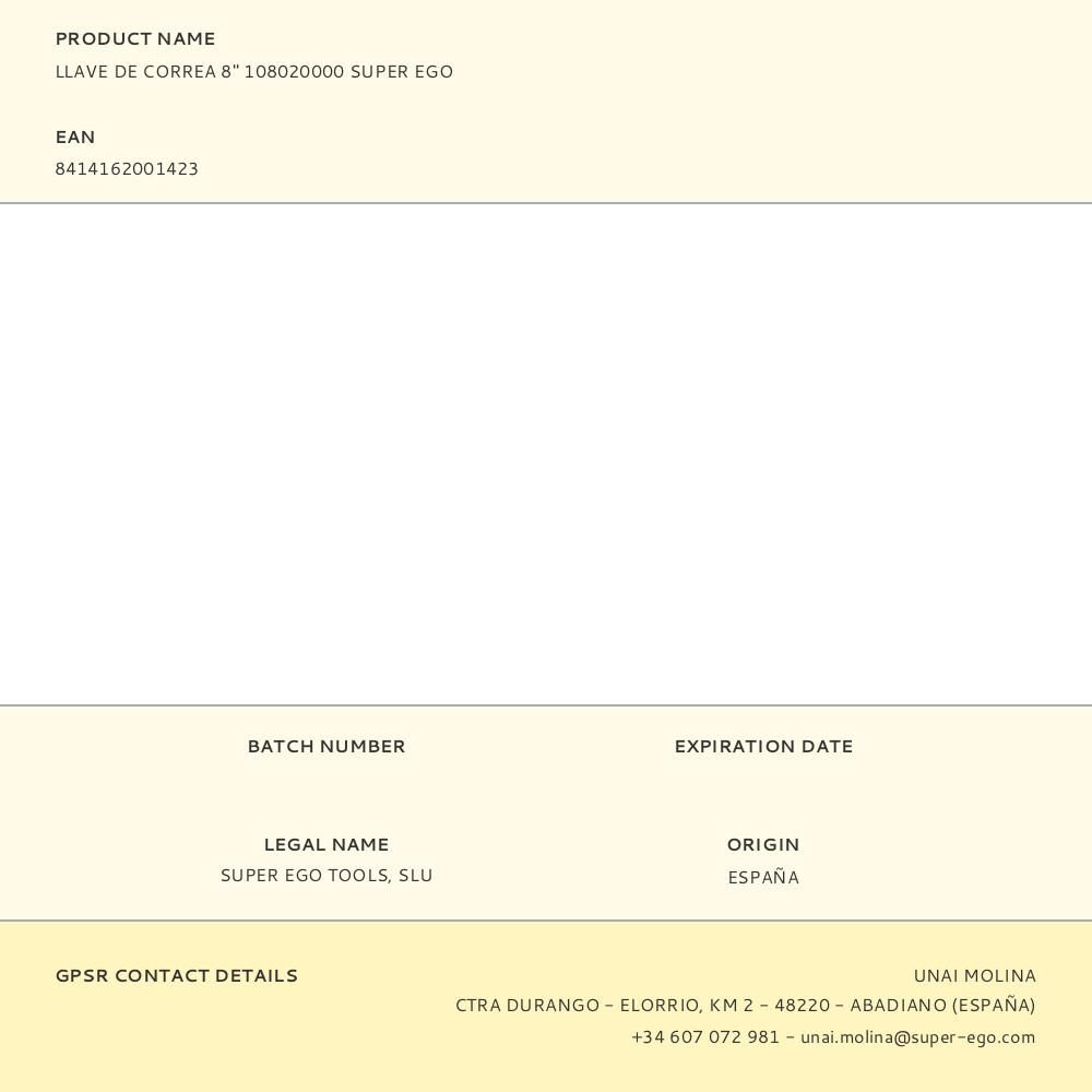 LLAVE DE CORREA 8 pulg gallery 1