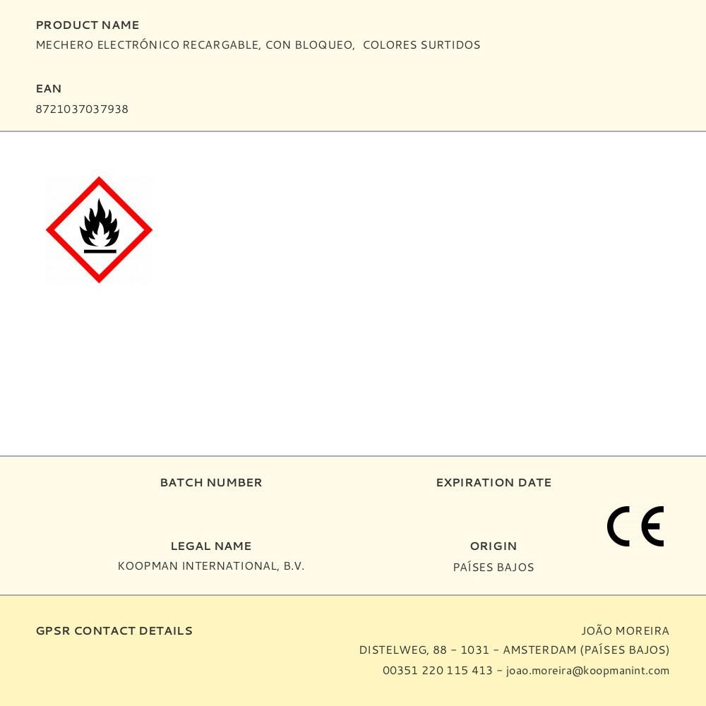 MECHERO ELECTRÓNICO RECARGABLE, CON BLOQUEO, COLORES SURTIDOS gallery 1