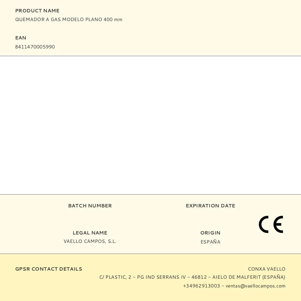 QUEMADOR A GAS MODELO PLANO 400mm gallery 1
