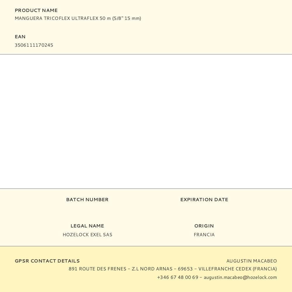 MANGUERA TRICOFLEX ULTRAFLEX Ø15 mm, 5/8 pulg, 50 m gallery 0