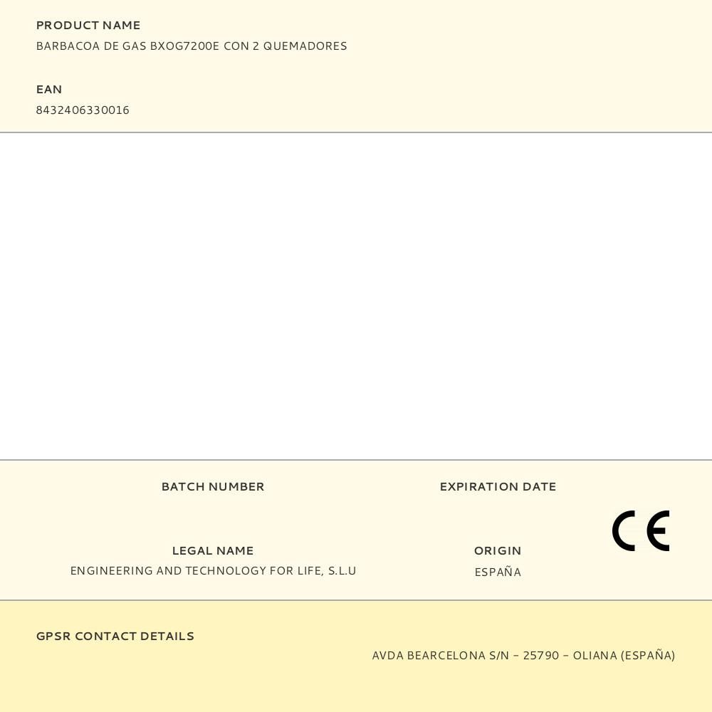 BARBACOA DE GAS BXOG7200E CON 2 QUEMADORES - 116 x 58 x 118,5 cm gallery 4