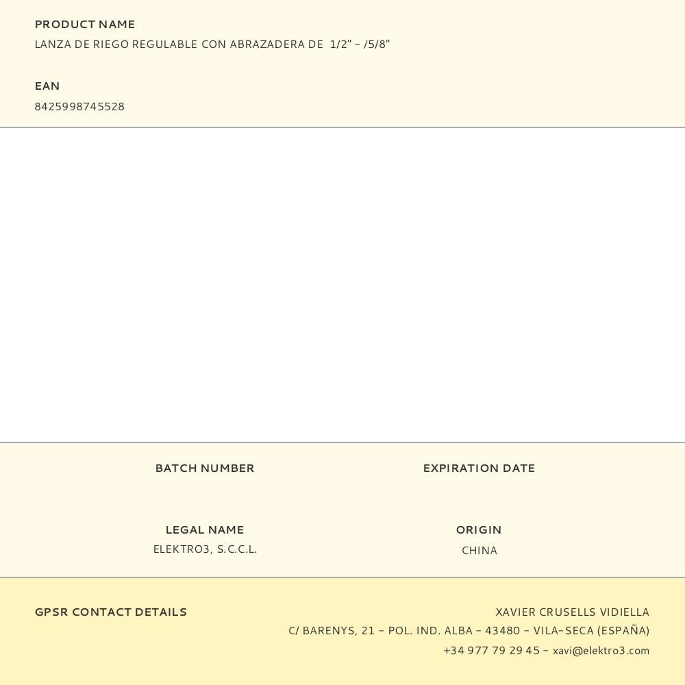 LANZA DE RIEGO REGULABLE CON ABRAZADERA ½ pulg - 5/8 pulg gallery 1