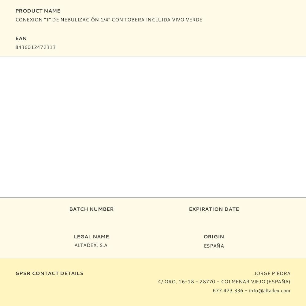 CONEXIÓN T DE POLIETILENO ¼ pulg CON TOBERA gallery 1