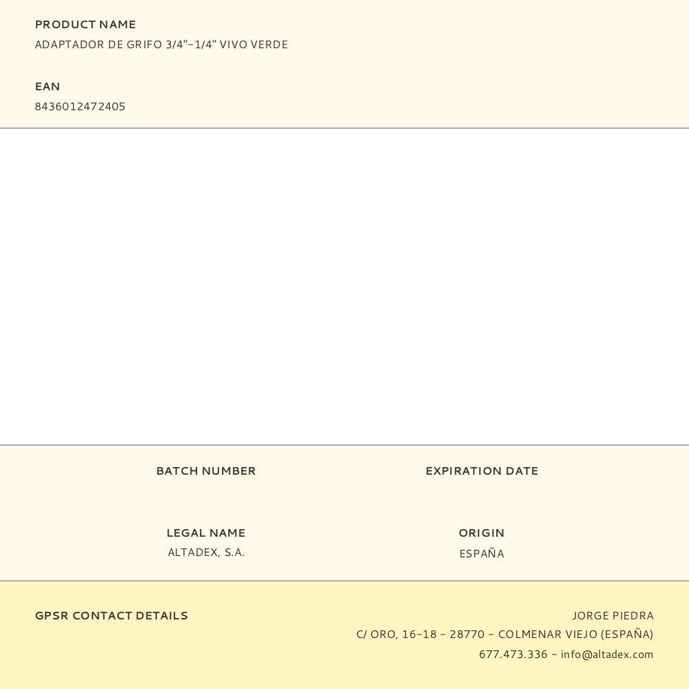 ADAPTADOR DE POLIETILENO PARA GRIFO ¾ - ¼ pulg gallery 0