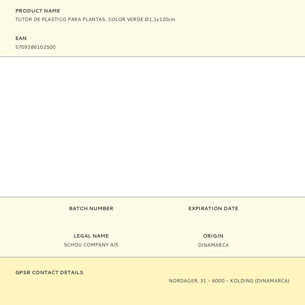 TUTOR DE PLASTICO PARA PLANTAS. COLOR VERDE Ø1,1 x 120cm gallery 0