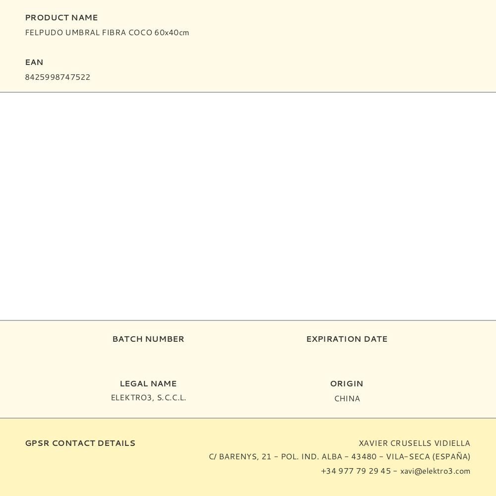 FELPUDO DE FIBRA DE COCO UMBRAL, 60 x 40 cm gallery 1