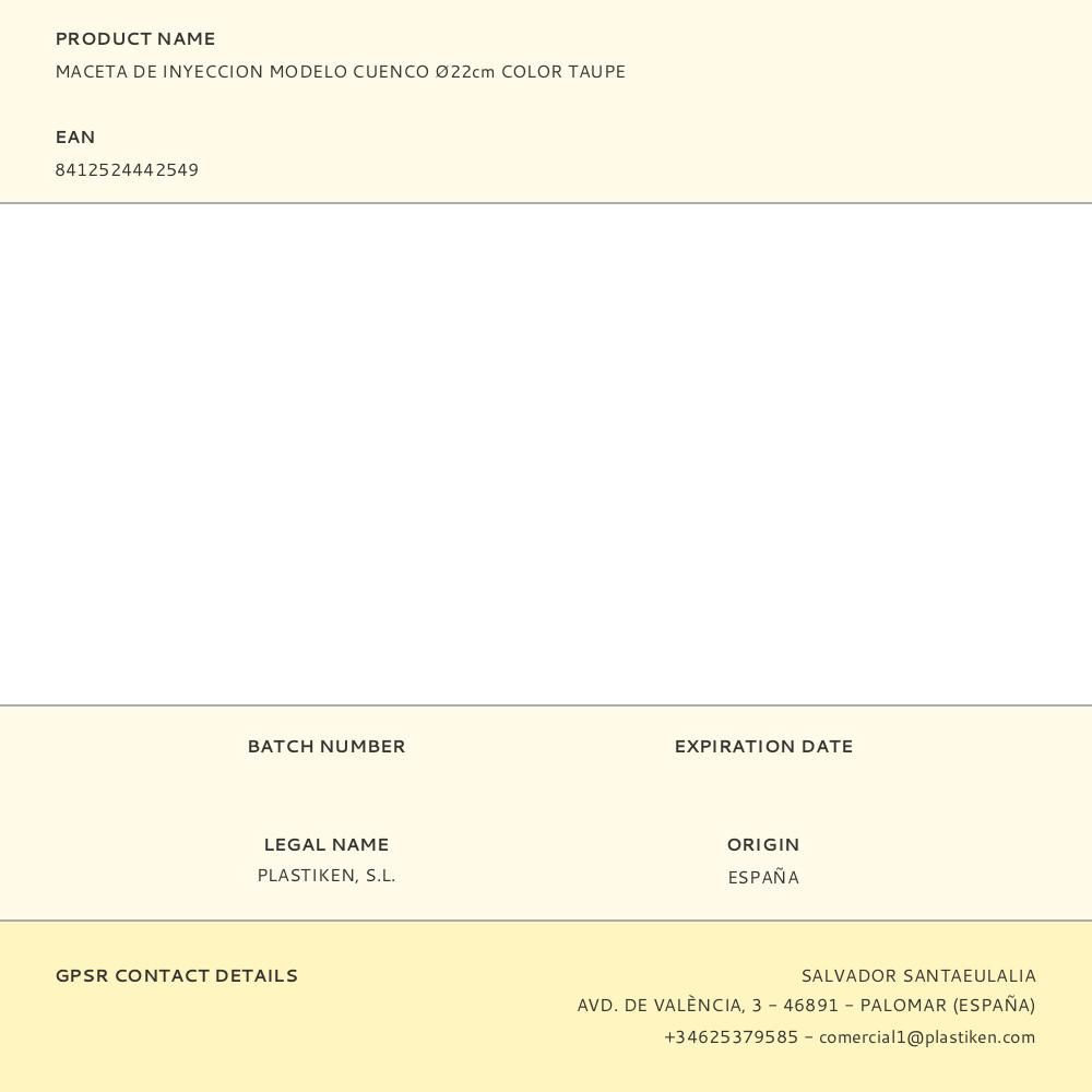 MACETA DE INYECCION MODELO CUENCO Ø22cm COLOR TAUPE gallery 0