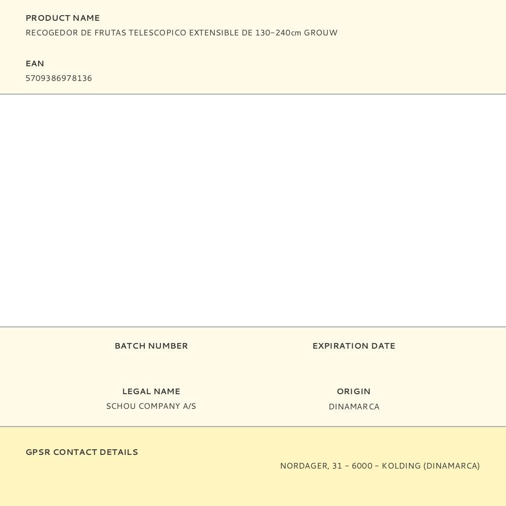 RECOGEDOR DE FRUTAS TELESCOPICO EXTENSIBLE DE 130-240cm GROUW gallery 1