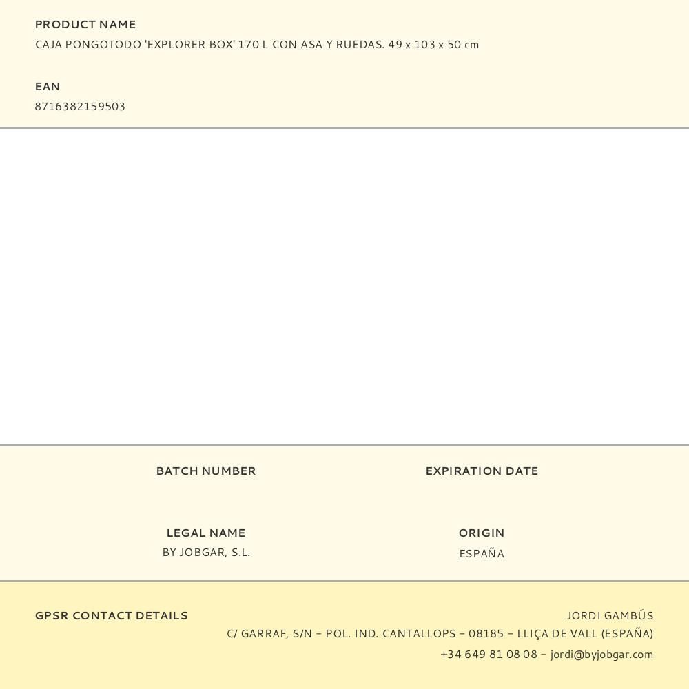 CAJA PONGOTODO 'EXPLORER BOX' 170 L CON ASA Y RUEDAS. 49 x 103 x 50 cm gallery 2