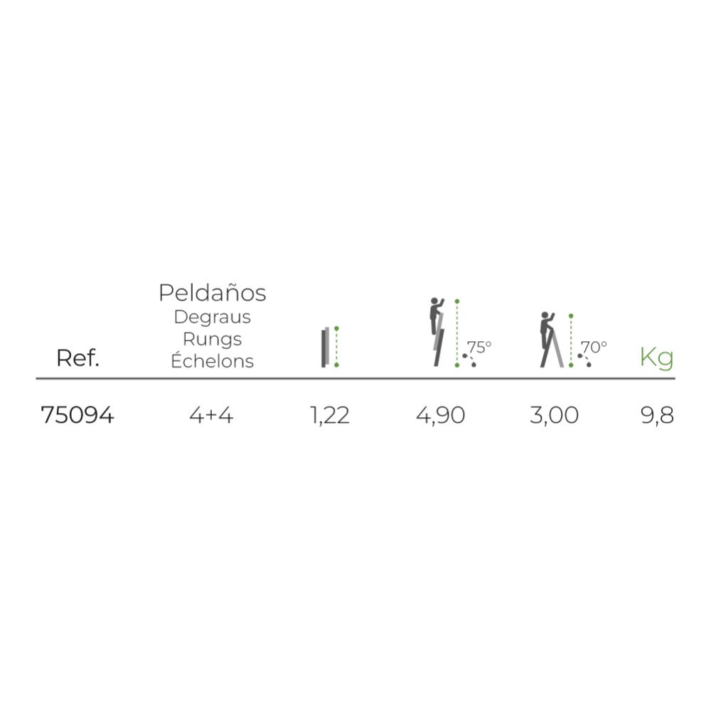ESCALERA MULTIFUNCIÓN TELESCÓPICA DE ALUMINIO 4 + 4 PELDAÑOS EN131 gallery 2