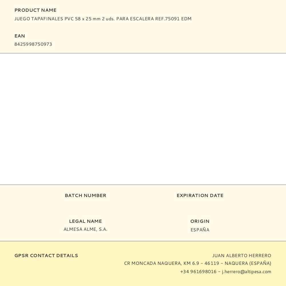 JUEGO TAPAFINALES PVC 58 x 25 mm 2 uds. PARA ESCALERA REF.75091 EDM gallery 0