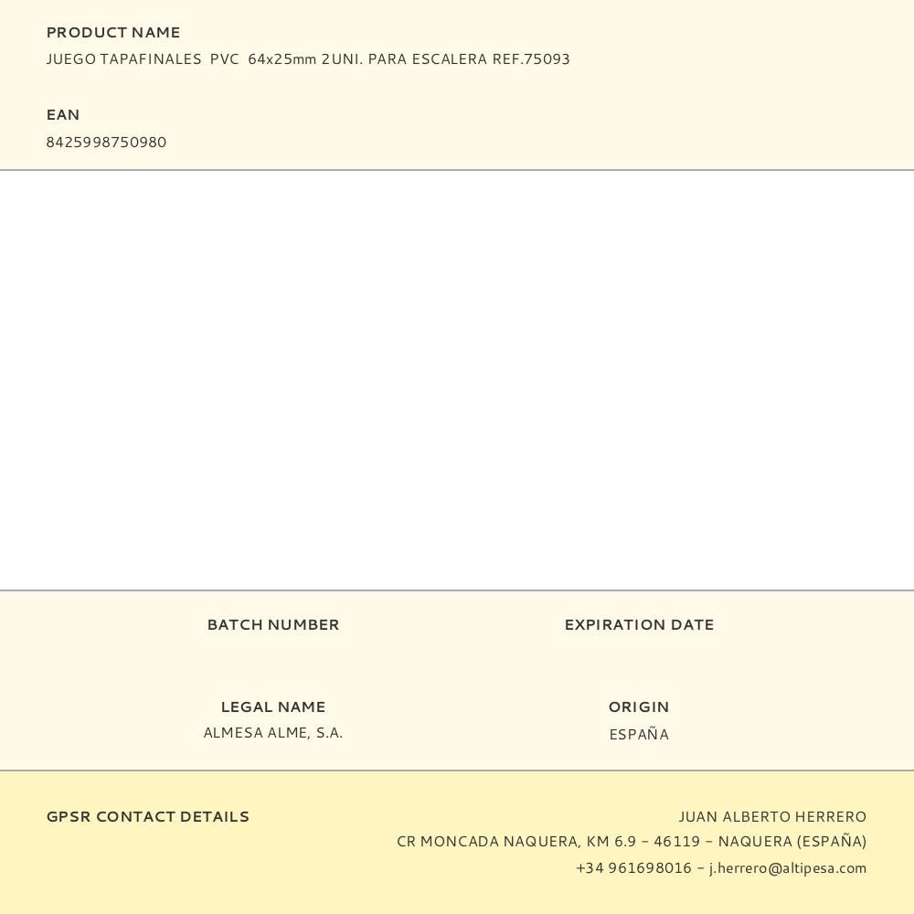 JUEGO TAPAFINALES PVC 64x25mm 2UNI. PARA ESCALERA REF.75093 gallery 0