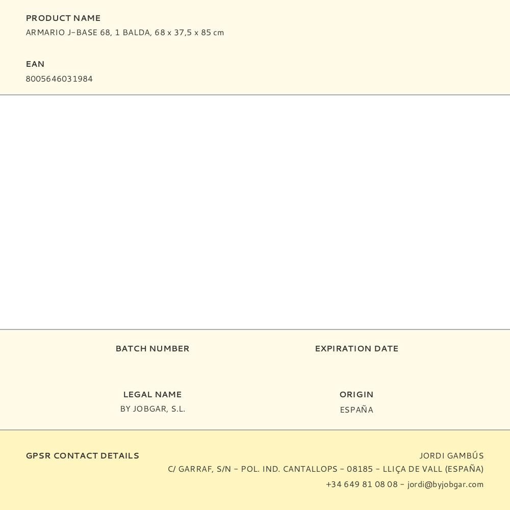 ARMARIO J-BASE 68, 1 BALDA, 68 x 37,5 x 85 cm gallery 1