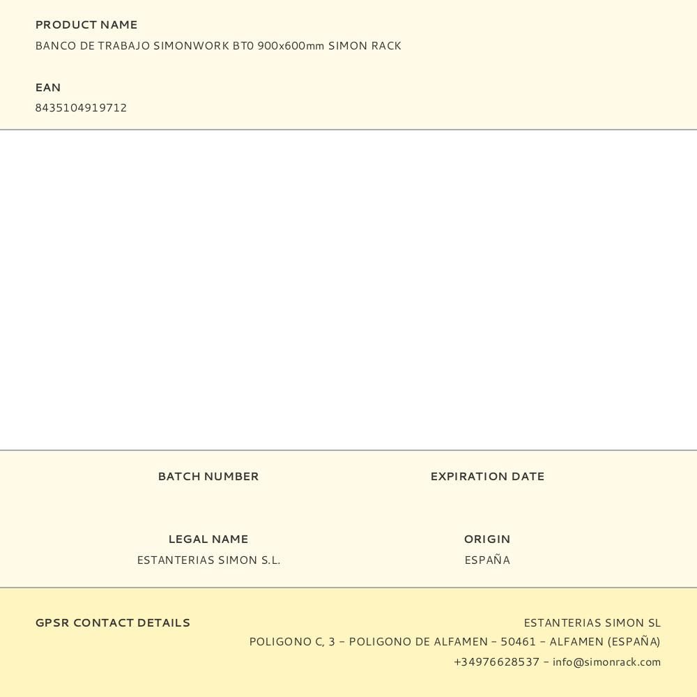 BANCO DE TRABAJO SIMONWORK BT0 900 x 600 mm gallery 2