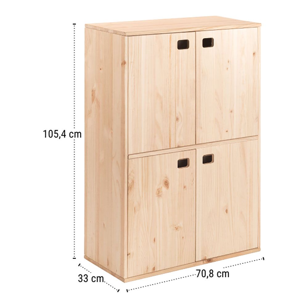 MUEBLE DINAMIC 4 PUERTAS PINO MACIZO 105,4 x 70,8 x 33 cm gallery 3