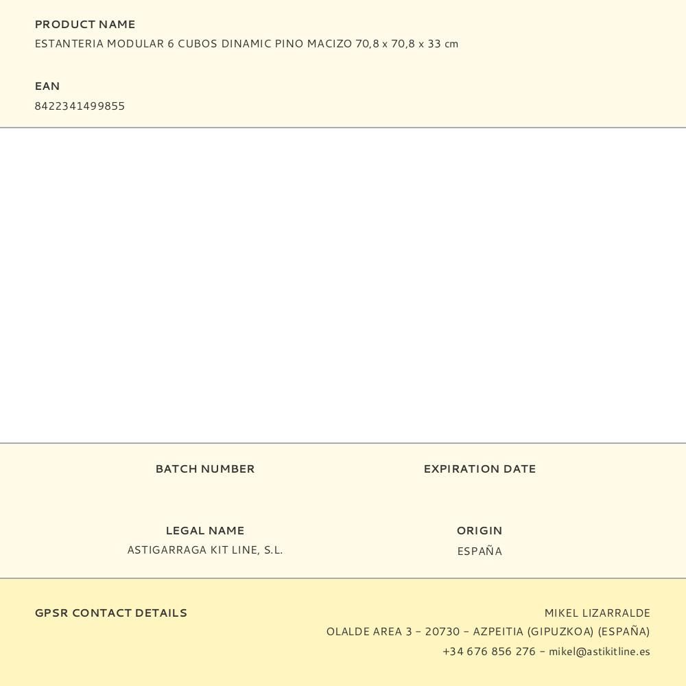 ESTANTERIA MODULAR 6 CUBOS DINAMIC PINO MACIZO 70,8 x 70,8 x 33 cm gallery 3