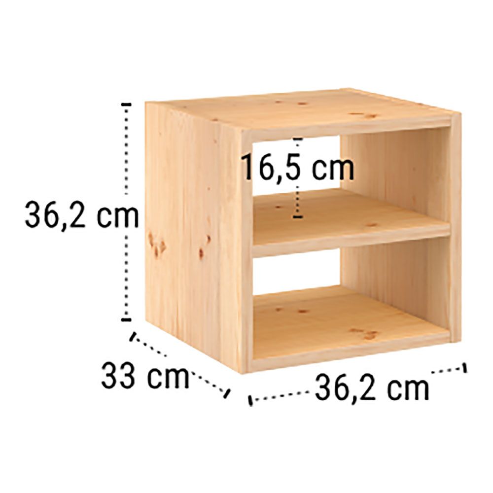 ESTANTERIA MODULAR 1 CUBOS + BALDA INTERMEDIA DINAMIC PINO MACIZO 36,2 x 33 x 36,2 cm gallery 0