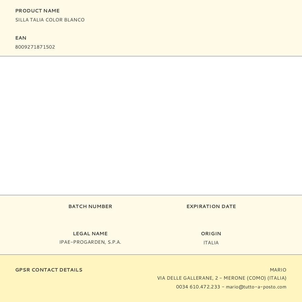 SILLA APILABLE TALIA COLOR BLANCO RESPALDO ALTO 55 x 60 x 91 cm gallery 1