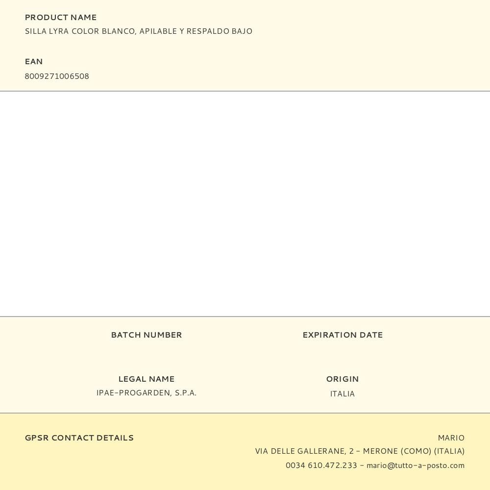 SILLA APILABLE LYRA COLOR BLANCO RESPALDO BAJO 56 x 54 x 80 cm gallery 0