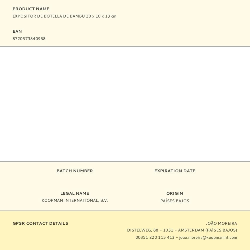 EXPOSITOR DE BOTELLA DE BAMBU 30 x 10 x 13 cm gallery 0