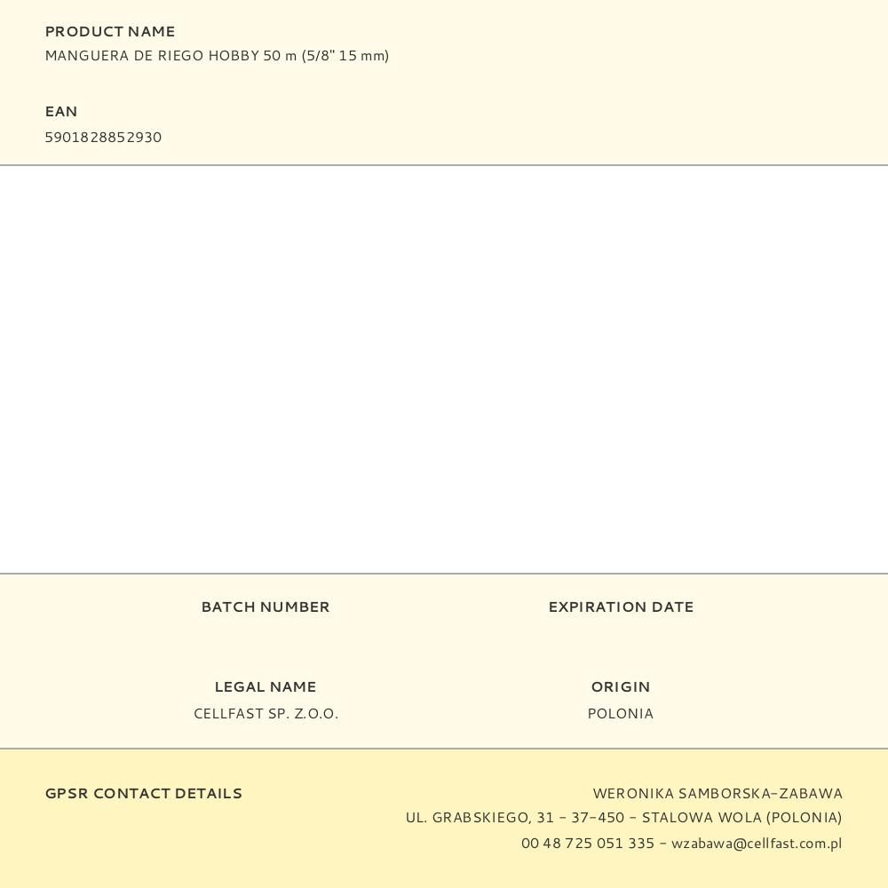 MANGUERA DE RIEGO HOBBY Ø15 mm, 5/8 pulg, 50 m gallery 0