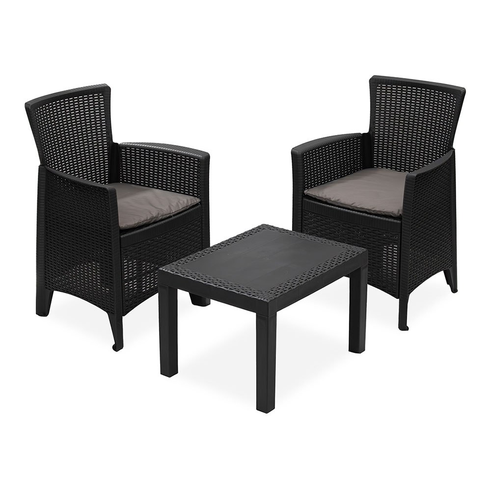 CONJUNTO JARDÍN FOREST 3 PIEZAS ANTRACITA + COJINES