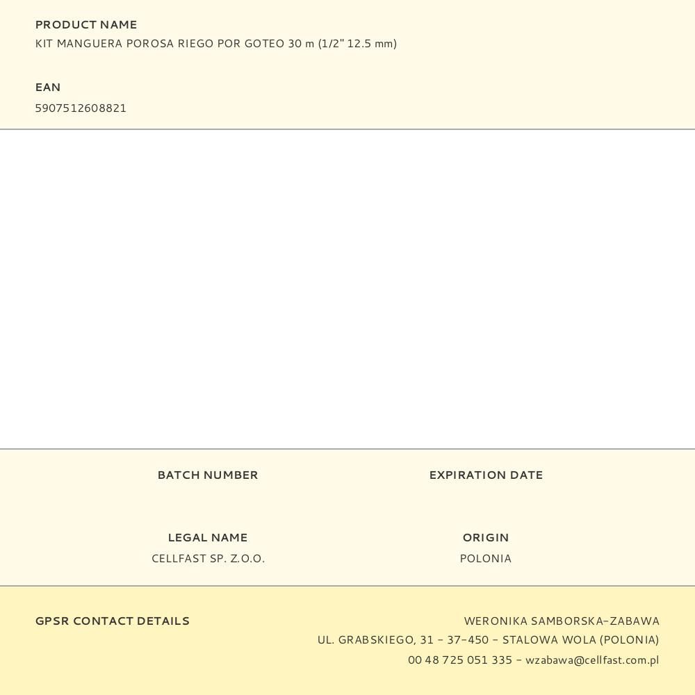 MANGUERA POROSA DE RIEGO POR GOTEO ½ pulg, Ø12,5 mm x 30 m gallery 2