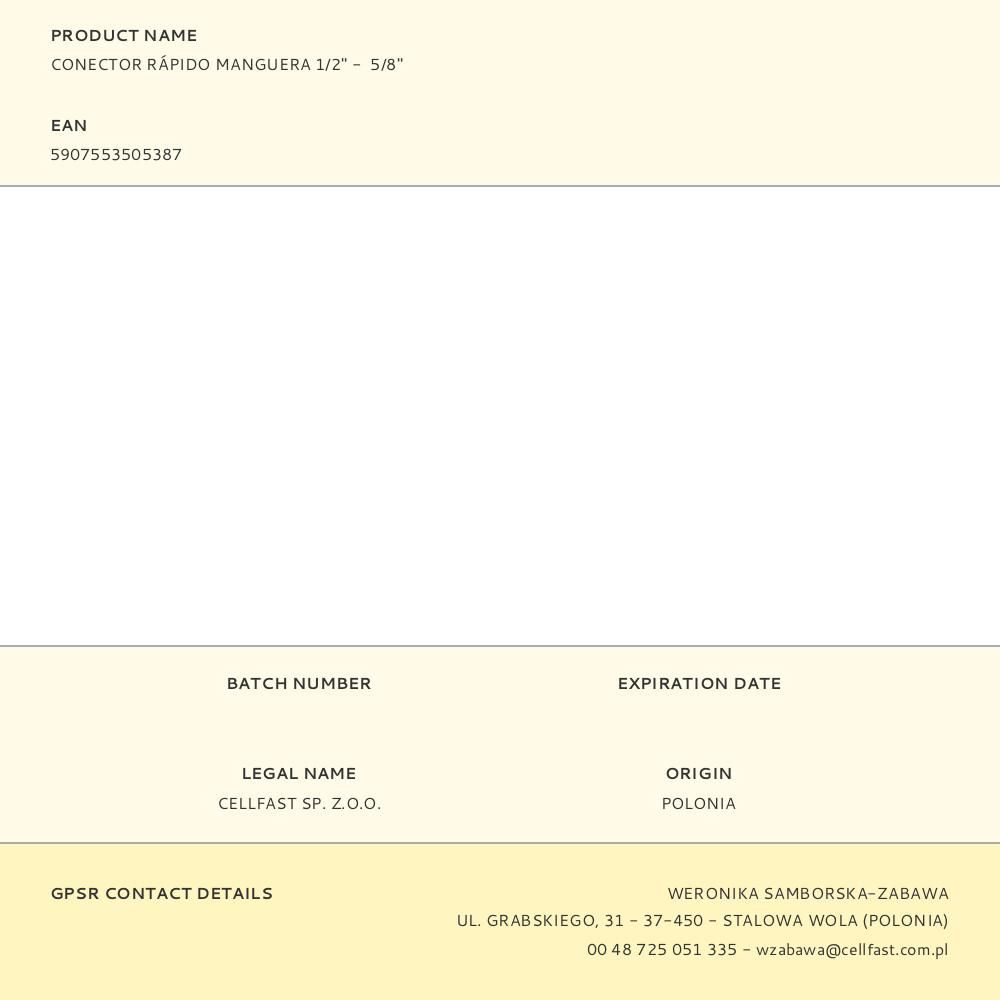 CONECTOR RÁPIDO DE MANGUERA WATER FLOW CELLPRO 6 bar, ½ pulg - 5/8 pulg gallery 0