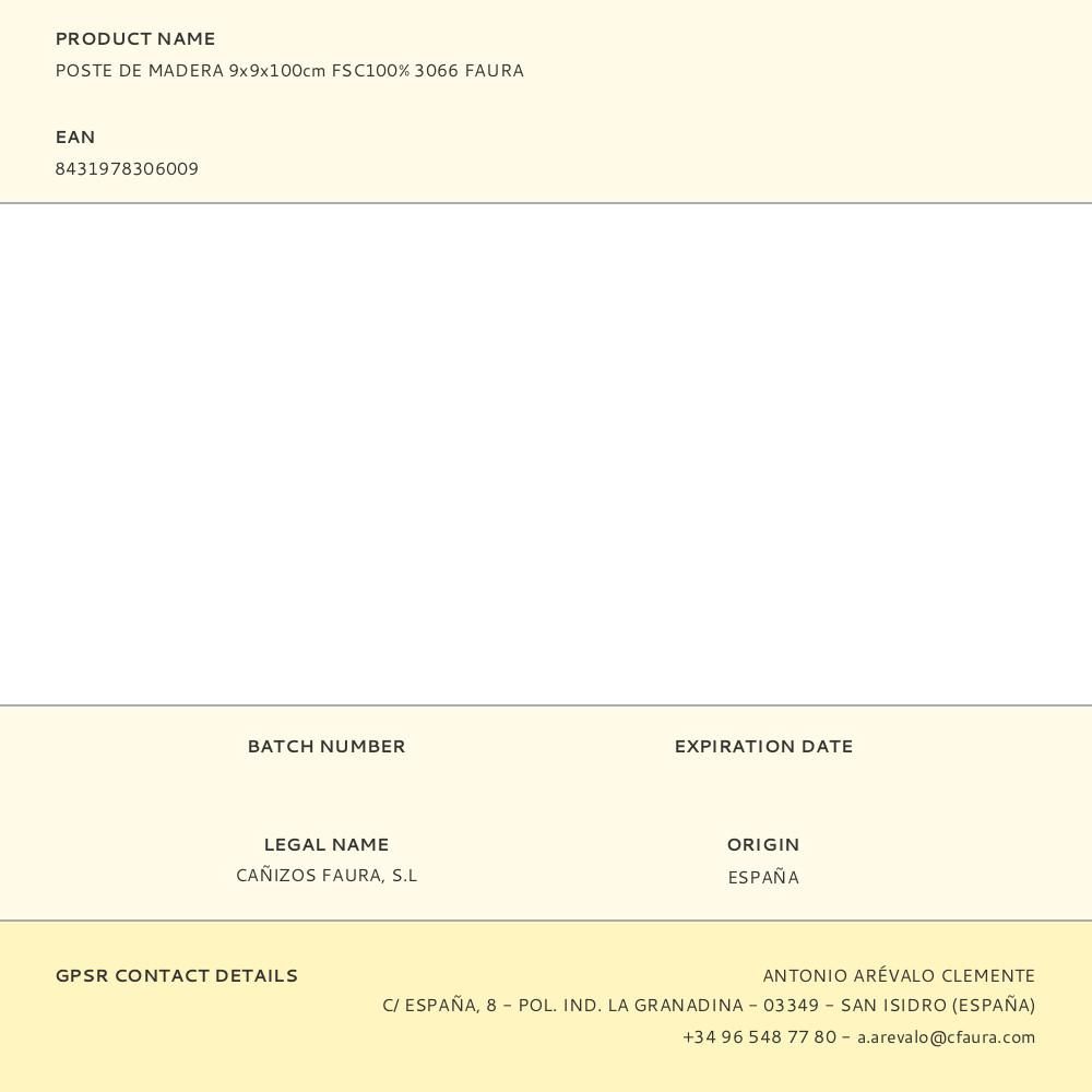 POSTE DE MADERA 9x9x100cm FSC100% 3066 FAURA gallery 0