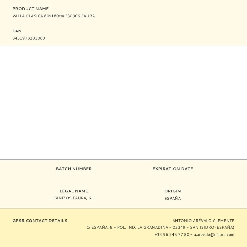 VALLA CLASICA 80x180cm F30306 FAURA gallery 1