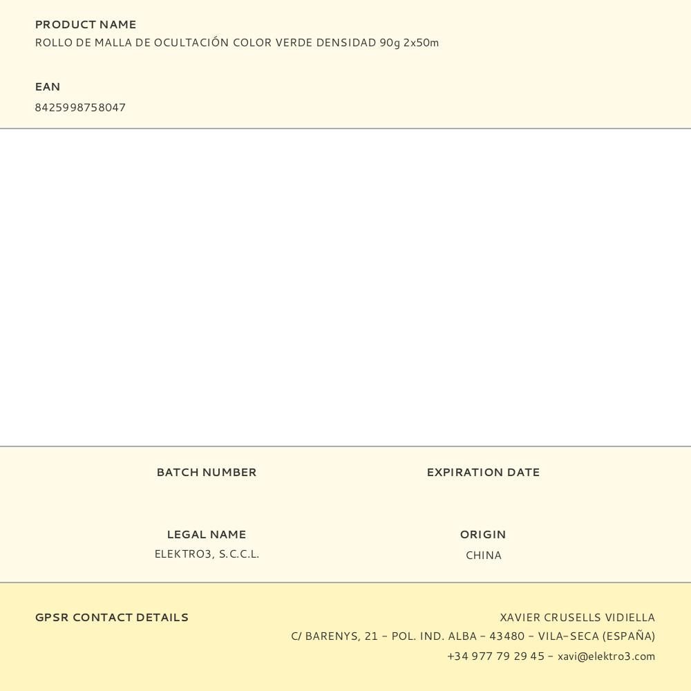 ROLLO DE MALLA DE OCULTACIÓN COLOR VERDE DENSIDAD 90g 2x50m gallery 0