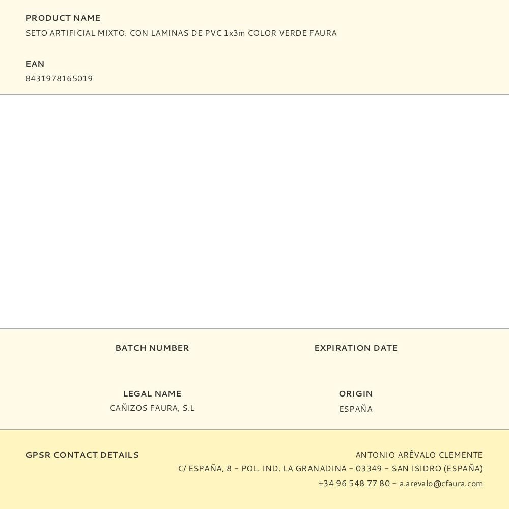 SETO ARTIFICIAL MIXTO. CON LAMINAS DE PVC 1x3m COLOR VERDE FAURA gallery 2