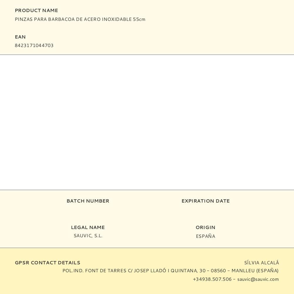 PINZAS PARA BARBACOA DE ACERO INOXIDABLE 55cm gallery 0