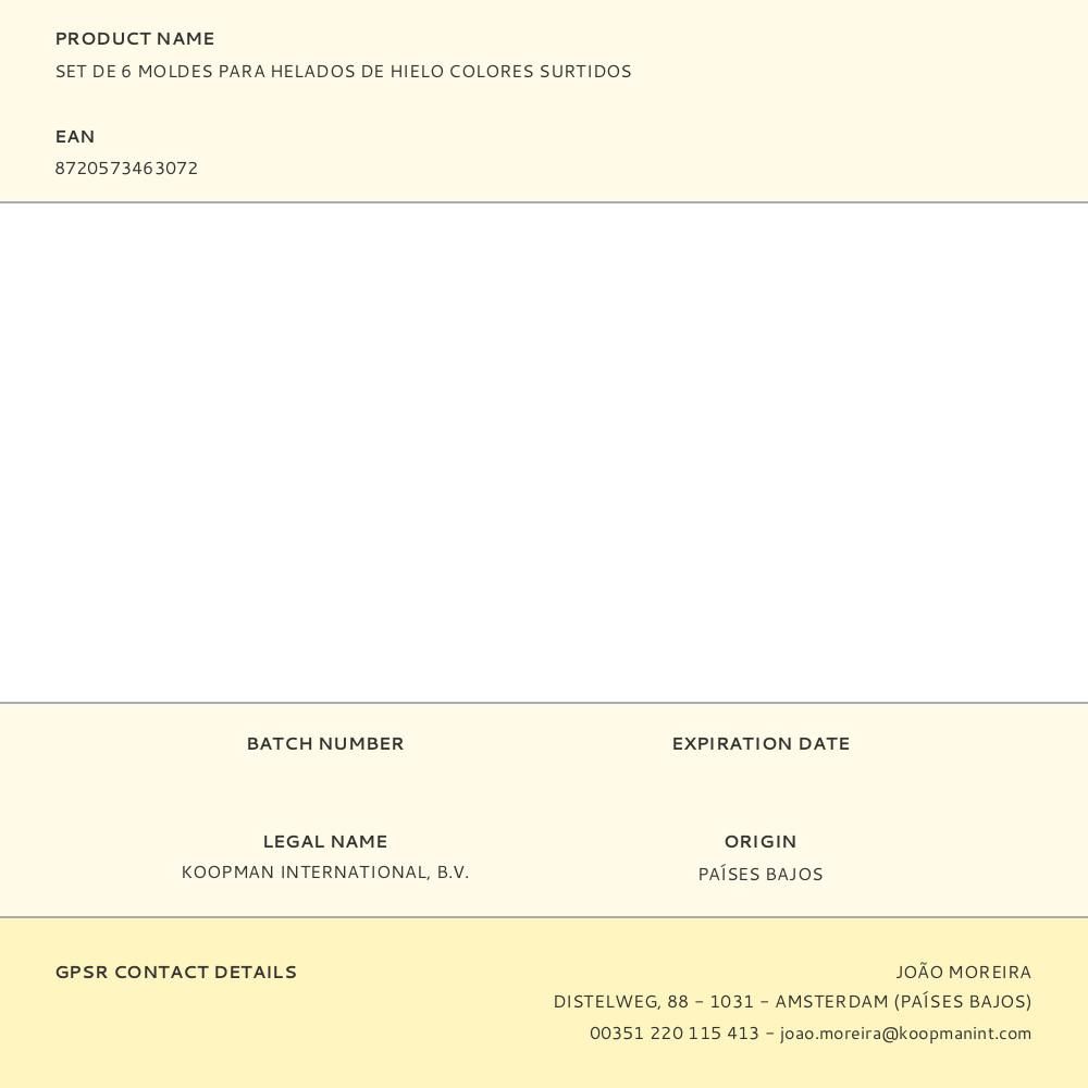 MOLDES PARA HELADOS DE HIELO COLORES SURTIDOS 6 uds gallery 1