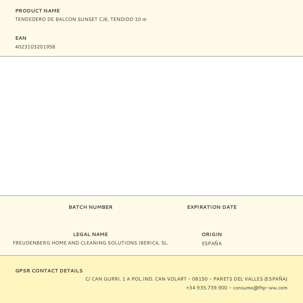 TENDEDERO DE BALCON SUNSET CJ6, TENDIDO 10 m gallery 1