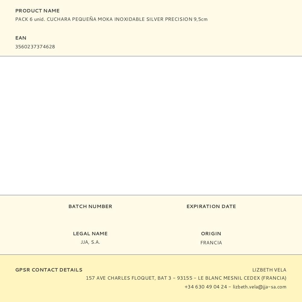 CUCHARAS PEQUEÑA MOKA INOXIDABLE SILVER PRECISION 9,5 cm 6 uds gallery 0